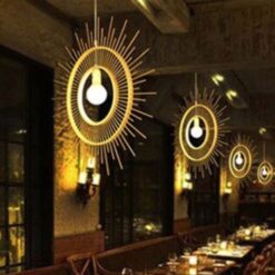 Đèn thả tre hình mặt trời trang trí quán cafe MT 115