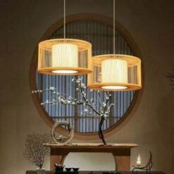 Đèn tre hai hình trụ tròn có lồng vải trang trí sang trọng MT 138